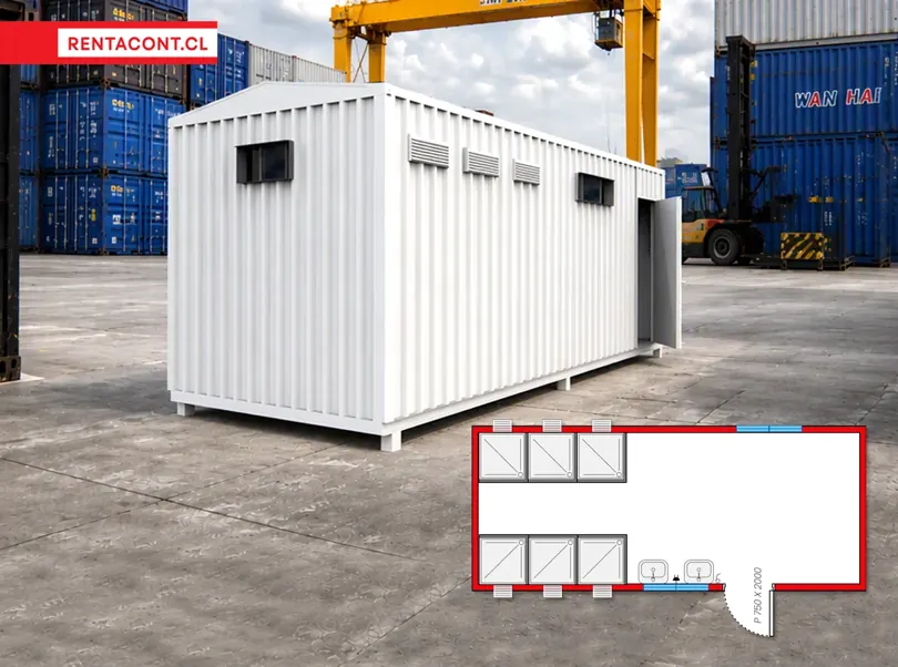Baño 2 Lavamanos y 6 Duchas en arriendo — RENTACONT