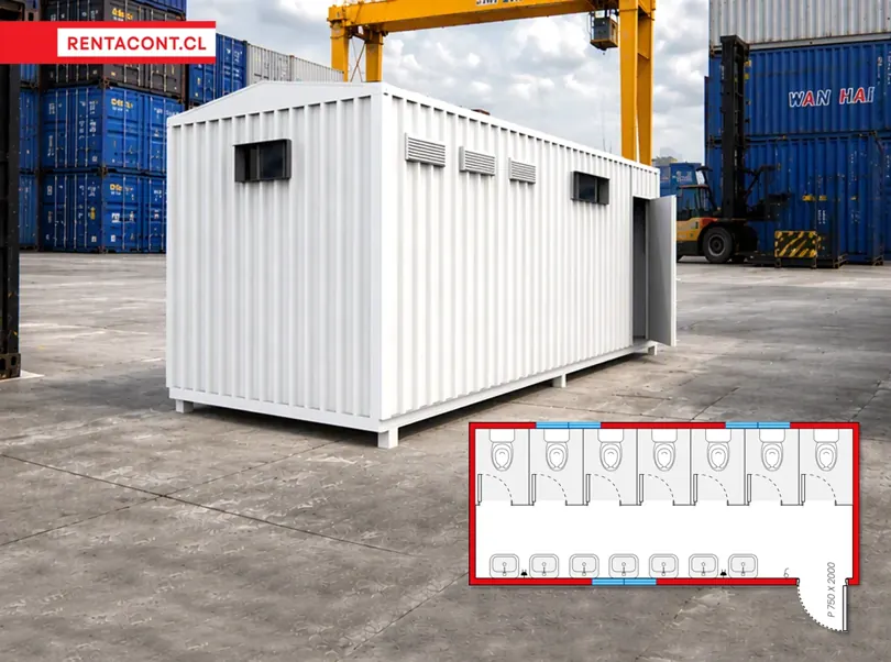 Baño 7 Lavamanos y 7 WC en arriendo — RENTACONT